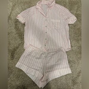 Victoria's Secret Pink and White Striped Pajama Set
